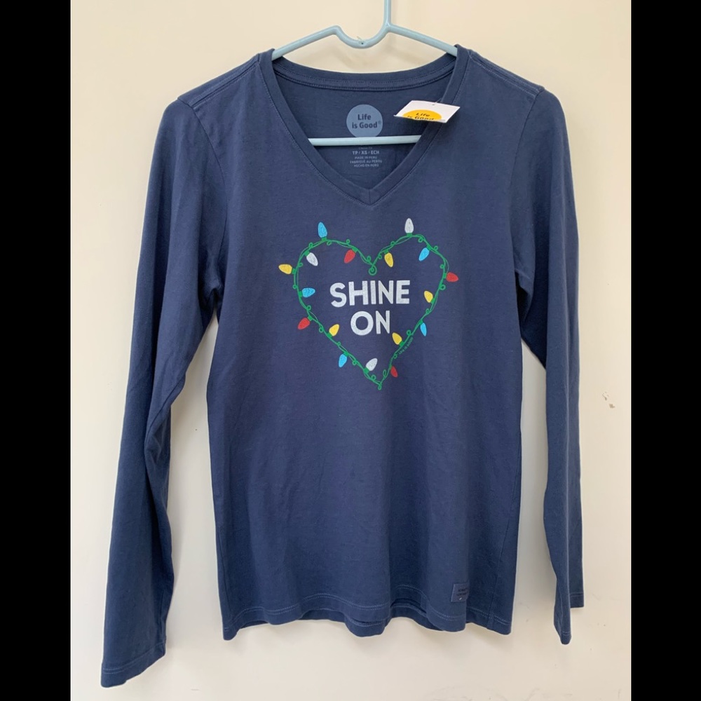 🔵 Life is Good Long Sleeve Top Size XS Blue NWT